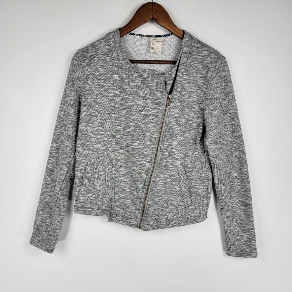 Matilda Jane‎ Moto Jacket Heather Gray Slanted Zip Sz Medium